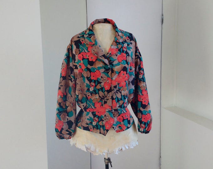 Vintage 1970s blouse with poppy print, spring launch green
