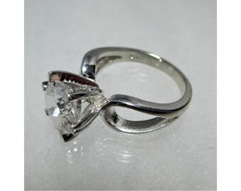 9 mm Faceted Round Herkimer Diamond Ring (ANY SIZE) - Sterling Silver - ADM450