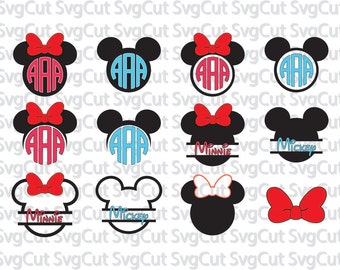 Mickey Mouse SVG, Monogram Minnie Mouse,Svg Mickey Head, Svg Frame ,SVG DXF Silhouette Studio, Silhouette Cricut Disney head monogram