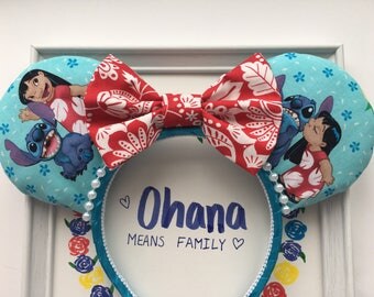 Lilo and Stitch Mickey/MInnie Mouse Ears, Lili Ears, Stitch Ears, Disney Ears, Lilo Mouse Ears, Ohana Mouse Ears, Custom Disney Ears,