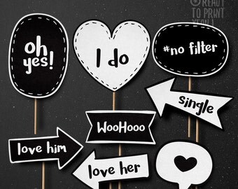 35 Any Colour Wedding Props Printable photo booth wedding