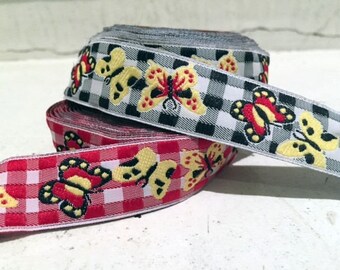 7/8" (23mm) butterflies jacquard ribbon