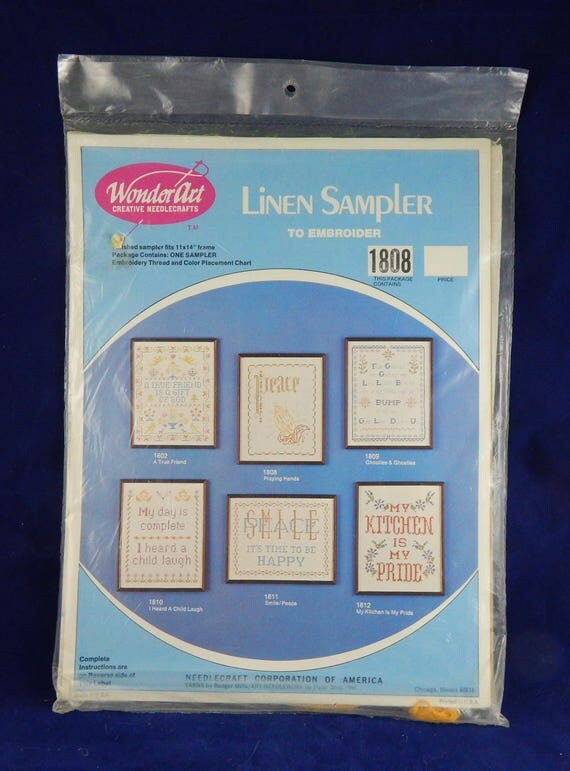 Vintage Wonder Art Creative Needlecrafts Linen Sampler to