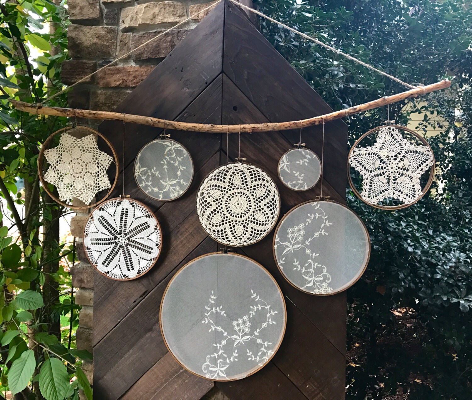 Large vintage doily wall hanging by CatchingRainDesigns on Etsy