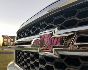 PINK Camo Vinyl Wrap Chevy Ford bowtie badge emblem camouflage sticker overlay decal universal diy girly country girl car truck suv auto