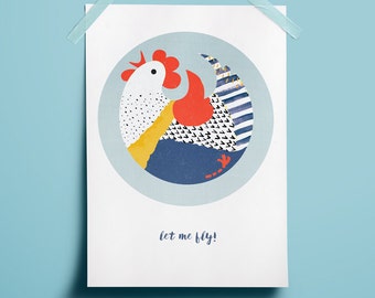 Pattern decor rooster New year christmas Circle art Decor rooster Funny christmas art Nautical pattern Chinese zodiac art Rooster decor home