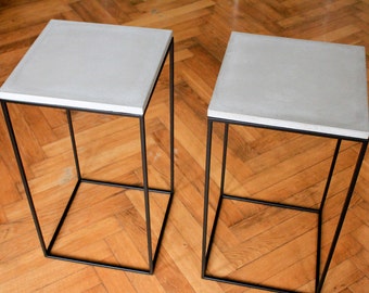 Side table, Concrete Side Table, Concrete Coffee table, Concrete Table _ Bedside table - Nightstand - Concrete Furniture _ Minimalist Design