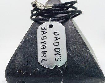 Daddy's Babygirl, fetish, bondage, DDLG Gift, babygirl Necklace, hand stamped, Daddy Dom, daddys gift, babygirl Pendant, BDSM Lifestyle
