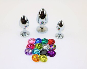 Small, Medium, large butt plugs with gems! Anal toys, mature, sex toys, butt plugs, bdsm, secual wellness