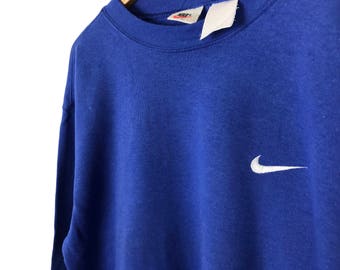 Vintage NIKE Swoosh Logo Plain Blue Sweatshirt Size Large