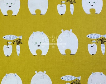 Kiyohana cotton linen Polar bear fabric -50cm