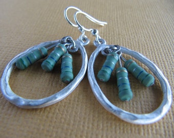 Oval Green Resistor Earrings