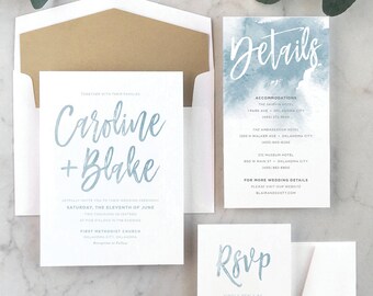 Modern Watercolor Wedding Invitations