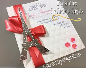 Paris Invitation, Eiffel Tower Invitation, Sweet 16 invitation, Quinceanera Invitations, Sweet sixteen invitation, Wedding Invitation