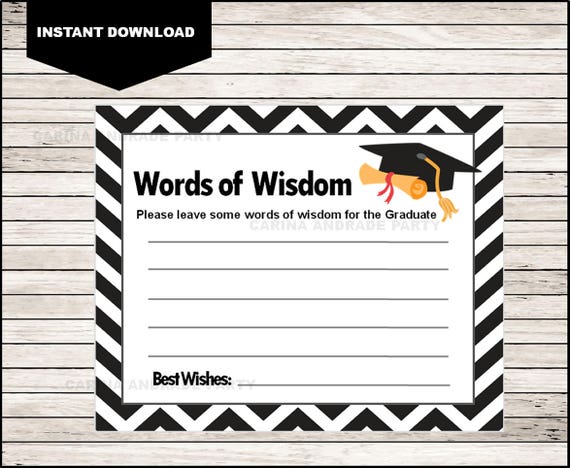 graduation words of wisdom cards diy printable advice for