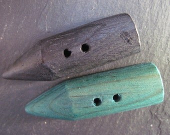 2 buttons set pieces gag wooden button 2-hole black green