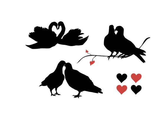Download love birds svg love swan pigeon dove harts silhouette ...