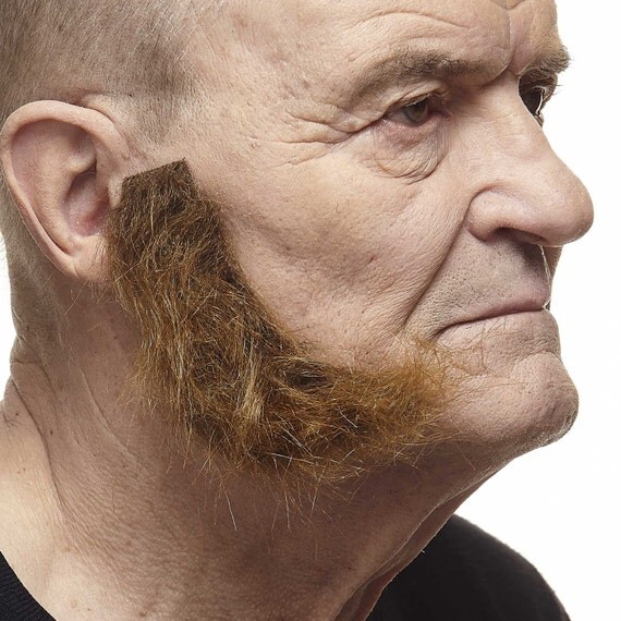 Realistic L shaped brown mutton chops sideburns 129LA