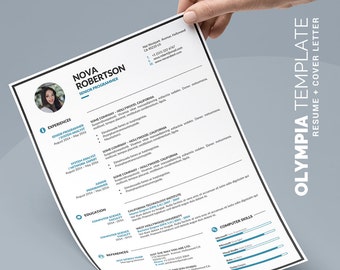 Simple Resume Template Instant Download, Word CV Template Design and Free Cover Letter, Simple and Clean | Olympia Resume