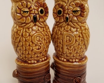 Vintage Owl Salt and Pepper Shakers