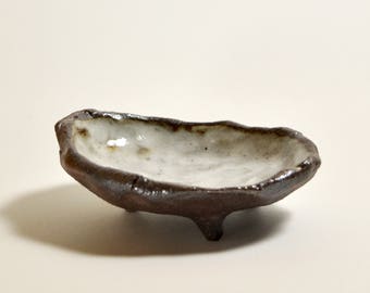 Small soap dish, ceramic soap dish, earthenware, soda-fired, terra cotta, soap holder