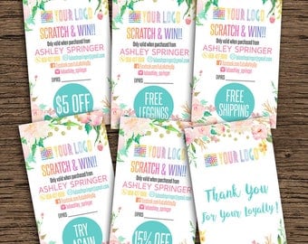 Floral Scratch Off Cards, Home Office Approved, Fashion Consultant Digital Cards, For Fashion Retailer, Customized Cards, 3,5x2 Inches