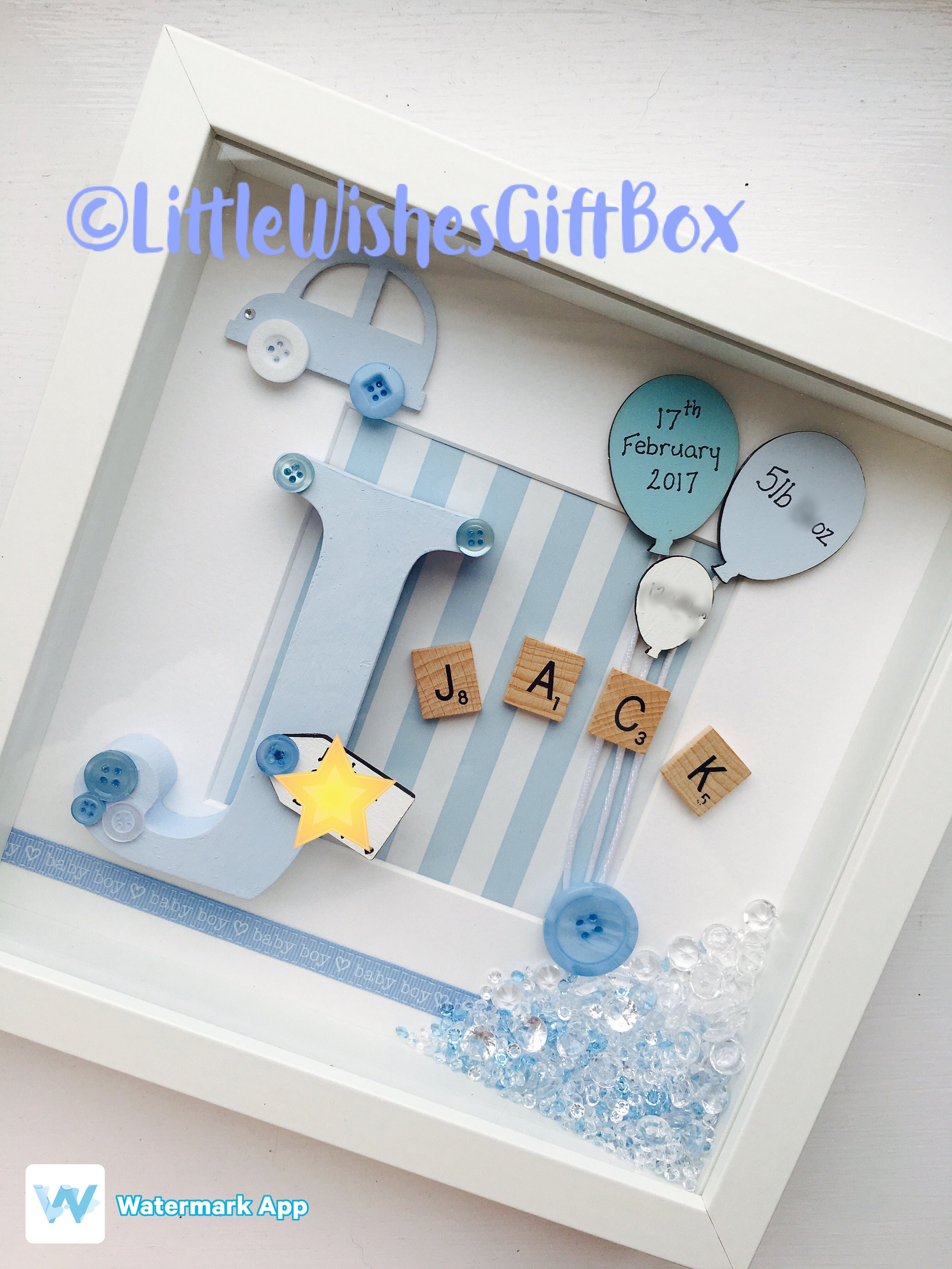 Baby Boy birth / child initial box frame New Baby Nursery