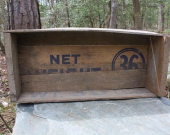 Antique Wood Crate - Wood Box - Old Box - Rustic Organizer - Farmhouse Decor - Old Advertising