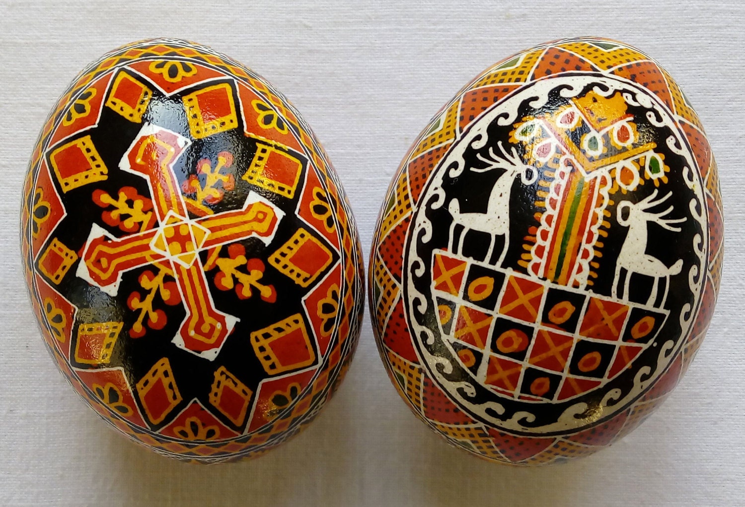 Set of 2 Real Ukrainian hand painted Pysanky Easter Eggs