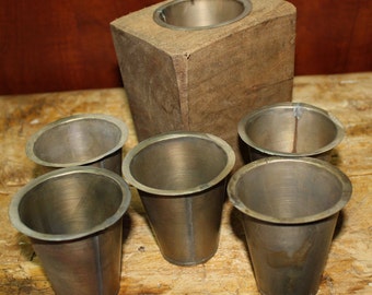 6 Replacement Sugar Mold Candle Holder Primitive TIN CUP Votives Candles