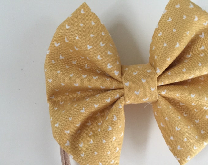 Golden Hearts fabric hair bow or bow tie