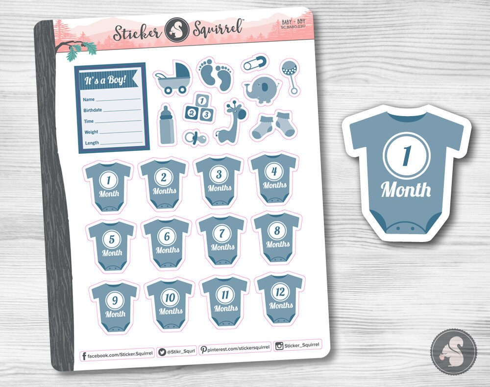 Baby Boy Planner Stickers newborn infant baby announcement