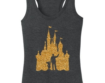 Walt Disney Mickey Mouse castle outline workout tank Disney shirt ladies woman plus misses tank top racerback run Disney workout tank