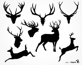 Deer svg, deer clipart, deer skull svg, silhouette, hunting svg, deer antler svg – svg, eps, png, dxf. Boho Decor Cut Print Mug Shirt.