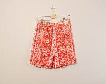 60s Print Shorts, Plus Size High Waisted Shorts, Striped Shorts, Vintage 60s Shorts, Retro 1960s Shorts, 60s Clothing, Womens Shorts