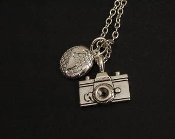 Silver globe trotter necklace