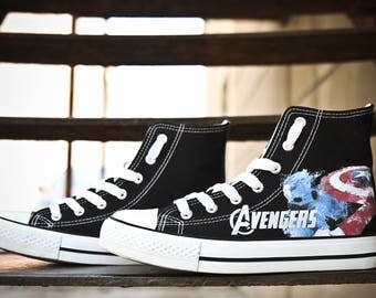 Avengers shoes Custom Sneakers Avengers Sneakers Hi Tops shoes Birthday gift captain shoes