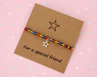 Friendship Bracelet, Friend Bracelet, Special Friend Gift, Star Bracelet, Rainbow Bracelet, Friendship Gift, Star Charm Bracelet, Star Gift