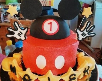 Fondant Mickey Mouse Cake Topper Set (11+ pieces)