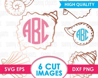 Mermaid Shell Svg, Sea Shell Svg, Sea Shell Monogram, Shell Svg Files, Conch Shell, Vector Graphics, Svg File For Cricut, Silhouette Cameo
