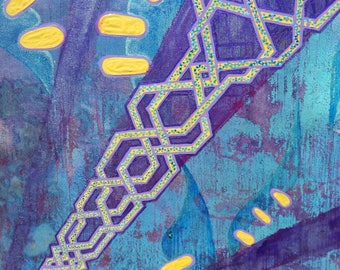 Mixed media acrylic painting "Ribbons and Chains"