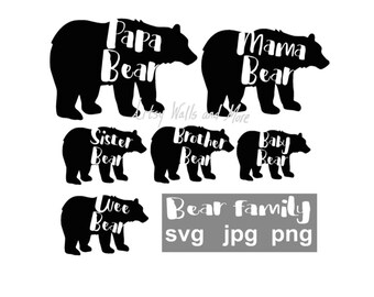 Bear family svg Mama Bear svg Papa Bear svg Wee Baby Sister Brother Bear svg png jpg diy mommy and me svg, Gender reveal, Baby reveal shirts