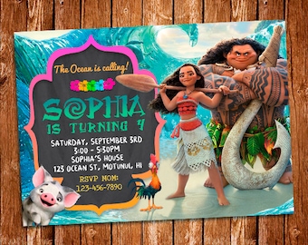 Moana Invitation, Moana Birthday Invitation Printable, Moana Birthday Card, Moana Printables, Moana Invite, Moana Birthday Invitation, Moana