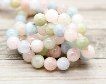 Natural Morganite Polished Round Beads Gemstone (4mm 6mm 8mm 10mm)