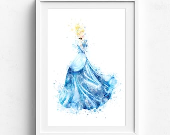 Cinderella print Disney Princess Watercolor, Cinderella Art Cinderella Print, Cinderella Wall decor, Cinderella Watercolor Cinderella Poster