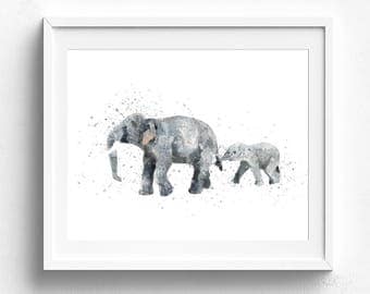 Elephant art, elephant art print, elephant nursery, elephant painting, nursery wall art, watercolor elephant, elephant wall decor, elephants