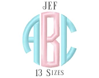 13 SIZE JEF Fonts Circle Monogram Embroidery Fonts Embroidery Designs Embroidery Alphabets Letters Monogram Fonts - Instant Download
