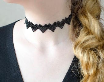 Romantic Gift|for|Her Women Gift|for|Girlfriend Gift under 30 Heart Necklace Black Necklace|for|Woman Beaded Choker Necklace Black Choker