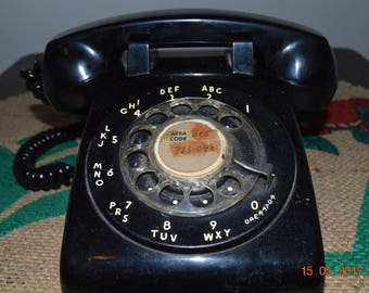 Vintage black rotary telephone