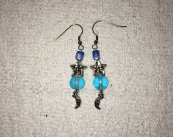 Starry Blue Moon Earrings
